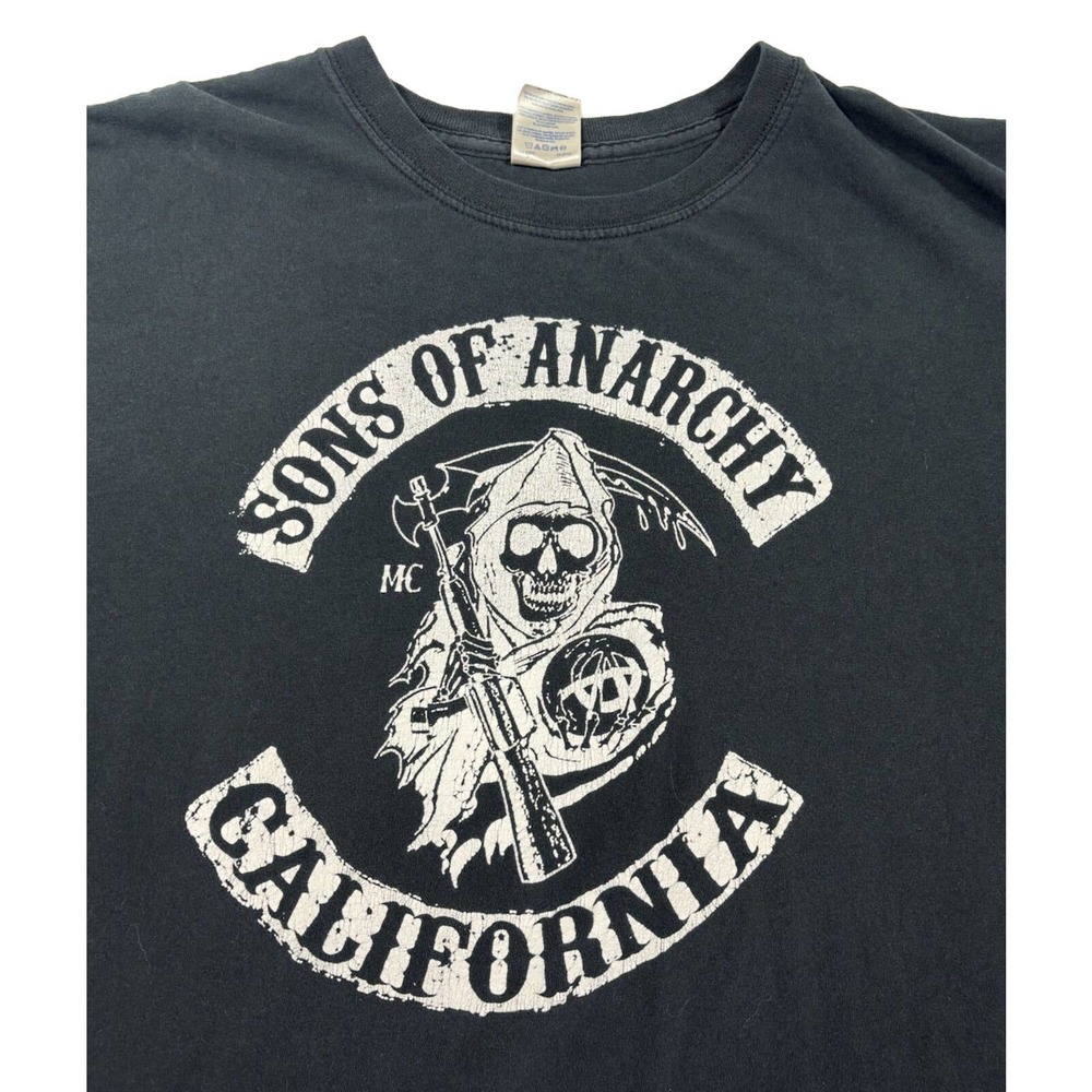 Sons of Anarchy California Front Graphic Black T Shirt Size Large Gildan Tag SOA